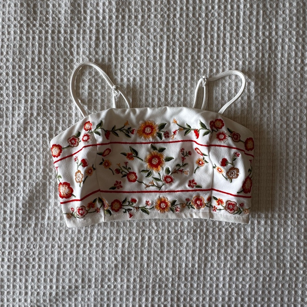 Floral Embroidered Crop Top